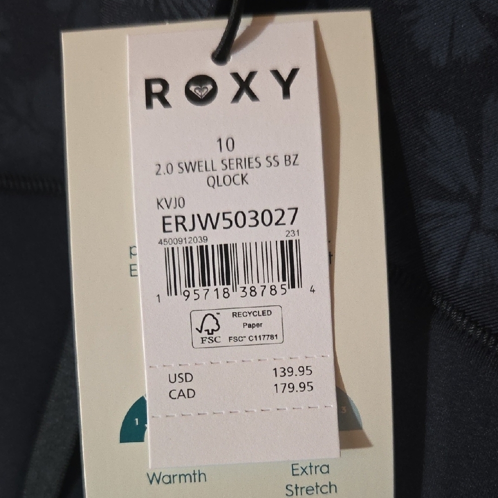 Roxy Black Floral Shorty Wetsuit NWT - Picture 8 of 8